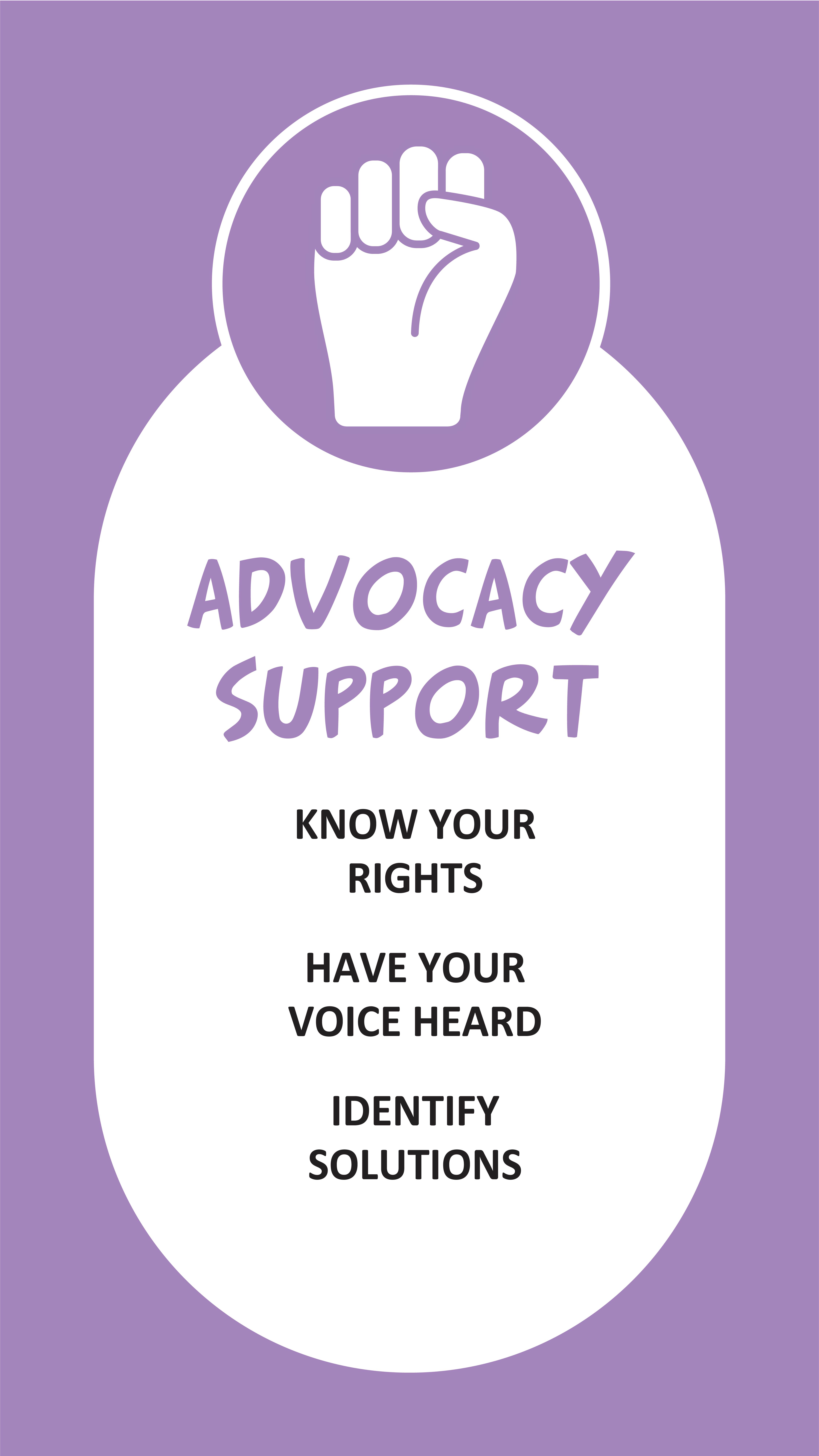 Advocacy Support: Know your rights. Have your voice heard. Identify Solutions.